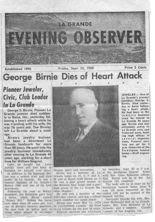 George Birnie obit. 1950