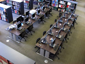 Computers for library patron use.